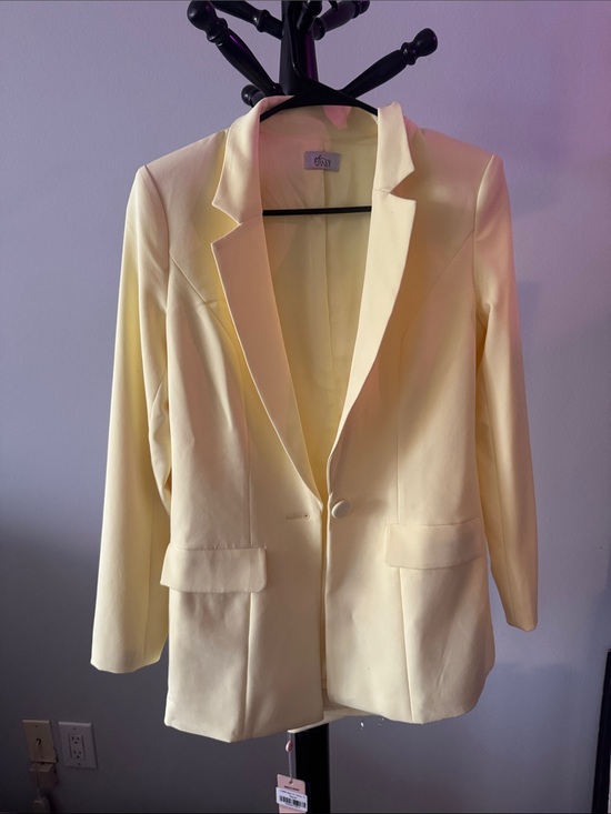 Oh Polly Jackets & Blazers - Oh Polly Pastel Yellow 2 Piece Pant Suit